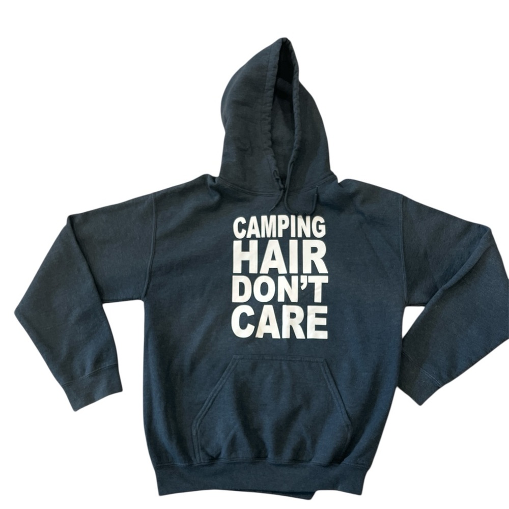 Gildan Heavy Blend Hoodie - Dark Gray Medium "Camping Hair Don't Care"